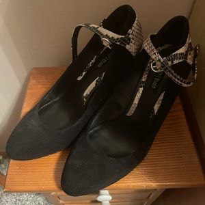 White House Black Market wedge heels with strap.